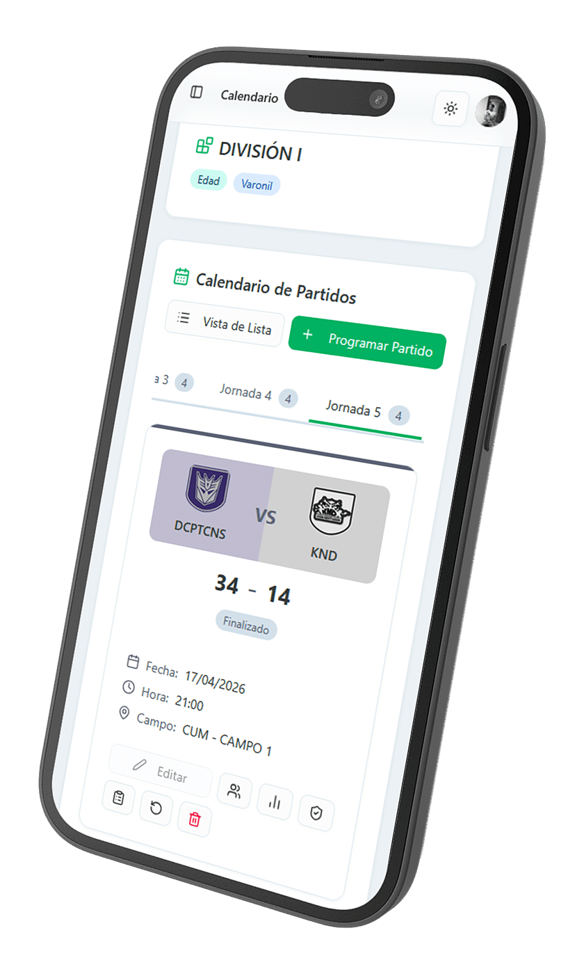 Vista previa de calendarios de partidos